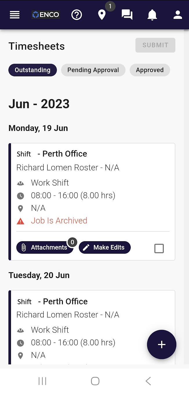 Humanz digital timesheet app for field workers