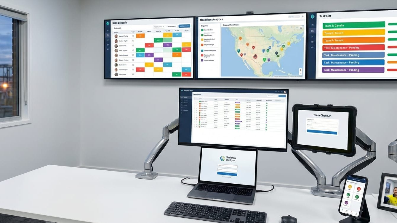 Operations team managing their field workforce in Humanz across desktop and mobile